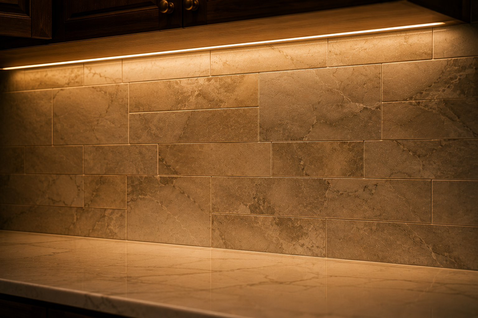 Tile Backsplash & Under-Cabinet Lighting